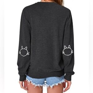Zeagoo Cat Embroidered sweatshirt black small